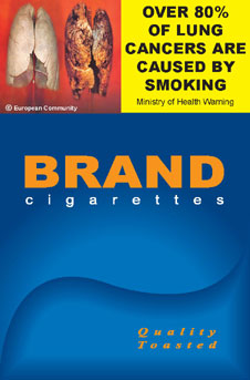Image of the Lung Cancer cigarette packet design - front. 