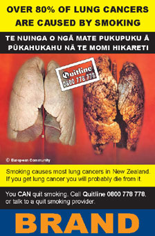 Image of the Lung Cancer cigarette packet design - back. 