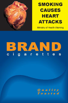 Image of the Heart Attack cigarette packet design - front. 