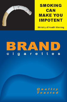 Image of the Impotent cigarette packet design - front. 