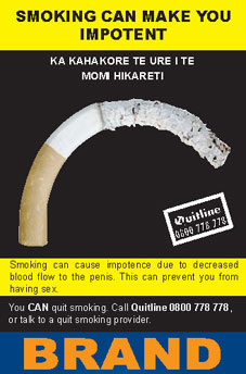 Image of the Impotent cigarette packet design - back.  