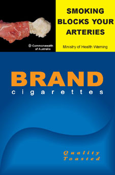 Image of the Blocked Arteries cigarette packet design - front.